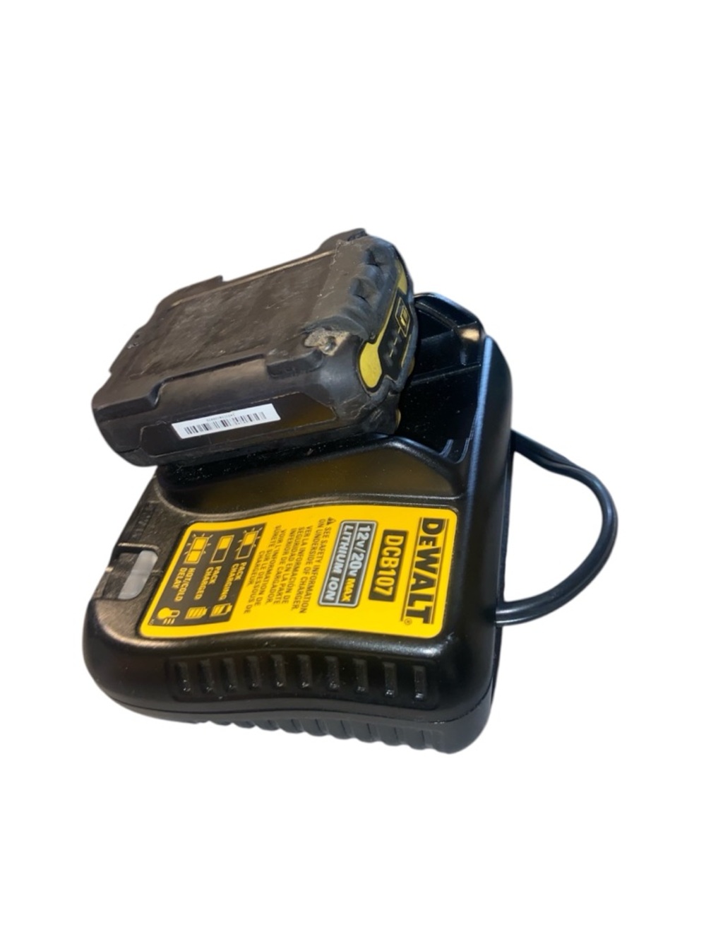 DEWALT Black and Yellow Battery Charger with dewalt compatible Battery Pack